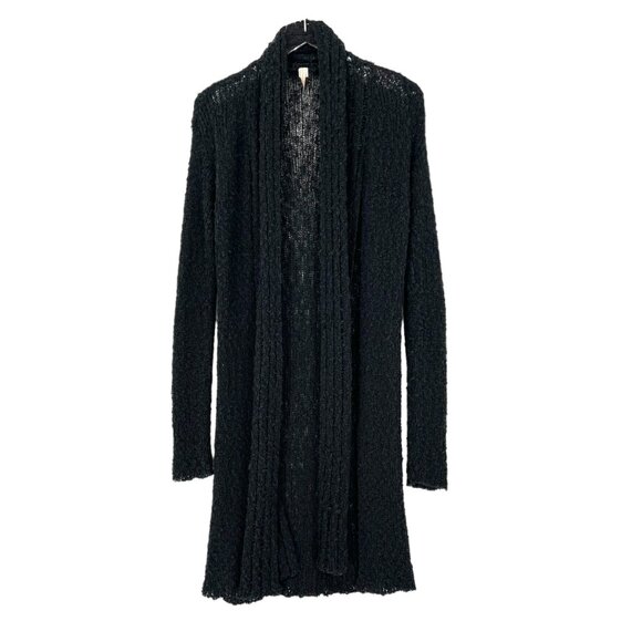 Purp7e Cardigan Open Front Knit Size Large‎ Rayon Stretch Black Lagenlook Artsy - Picture 1 of 12